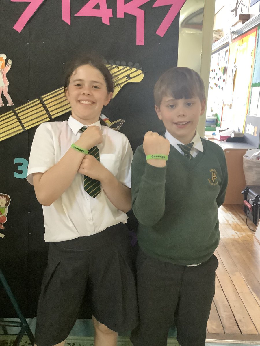 peelparkclass16's tweet photo. We have also been able to give out some courage wristbands in our assembly, for the children who took part in the Young Voices performance and in our TT Rockstars festival this morning. https://t.co/6RBQQtleqS