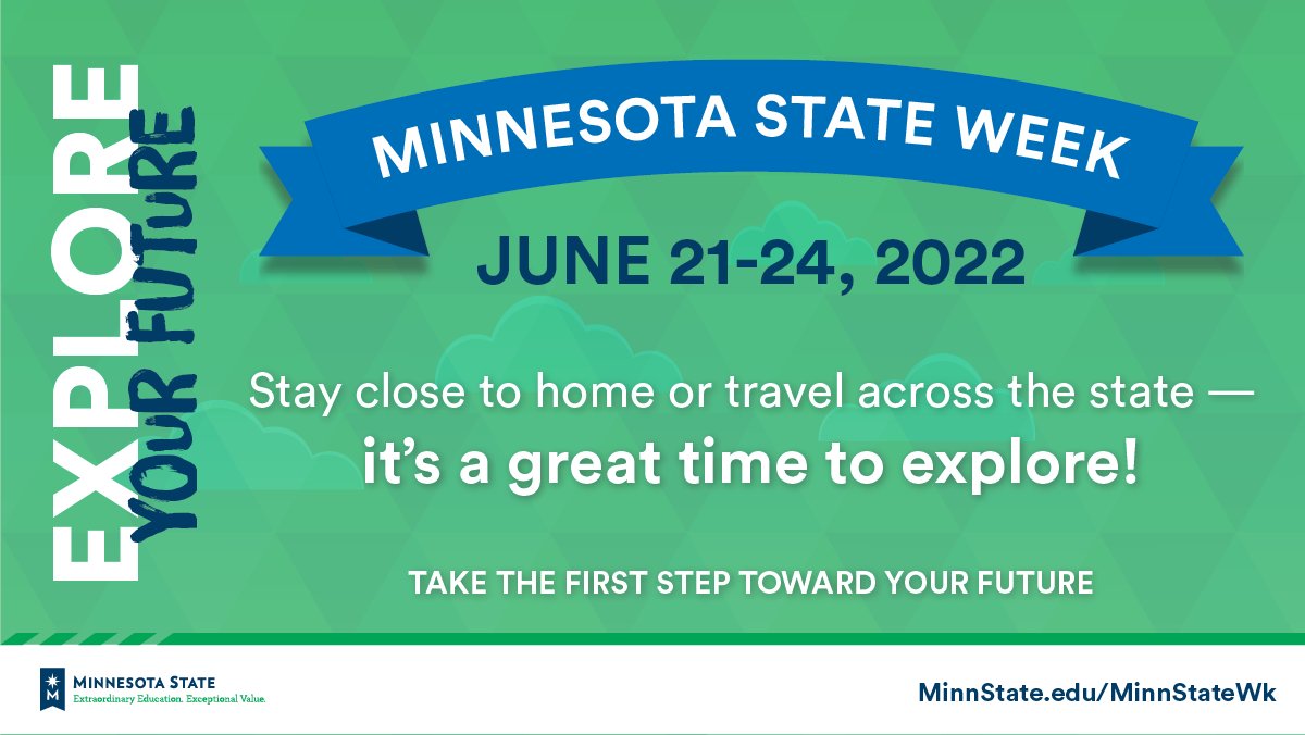 dctc's tweet photo. DCTC is part of @MinnStateEdu, so we’re participating in #MinnesotaStateWeek June 21-24. Throughout the week, you can APPLY FOR FREE. We also recommend that you attend one of our 60-minute info sessions. Tours start at 9 AM and 2PM Tuesday - Friday. https://t.co/HHq9Cpw6s3 https://t.co/P4GZjFYWt0