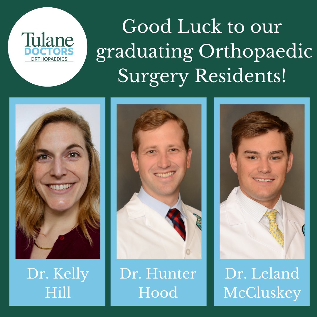 TulaneOrtho's tweet photo. Today is a bittersweet day! Another fantastic group of residents are graduating and leaving New Orleans. Good luck in your fellowships in Nashville, St. Louis and Providence! #sportsmedicine #totaljoints #spine #fellowships #orthopaedicsurgery https://t.co/4fZBLcNrVo