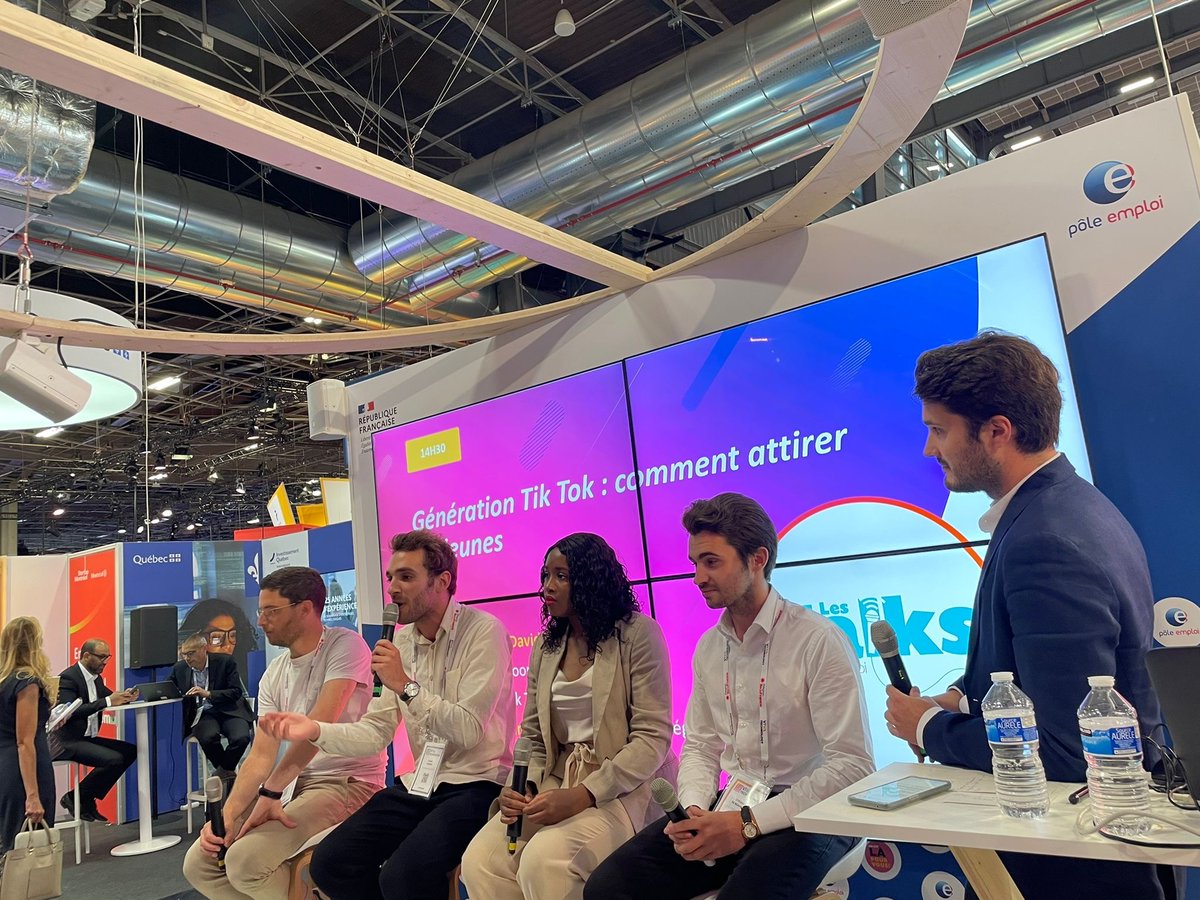 [#VivaTech2022] Face à la génération <a href="/tiktok_France/">TikTok France</a>, il existe des leviers pour attirer les jeunes talents au sein des entreprises.
➡️ RDV sur le stand de @pole_emploi avec <a href="/Romualdcg/">Romuald Chemineau-Gricourt</a>, <a href="/BoomerangAg/">Boomerang Agency</a> et Maryam Kanté, consultante RH et influenceuse 

#VivaTech #AvecPôleEmploi