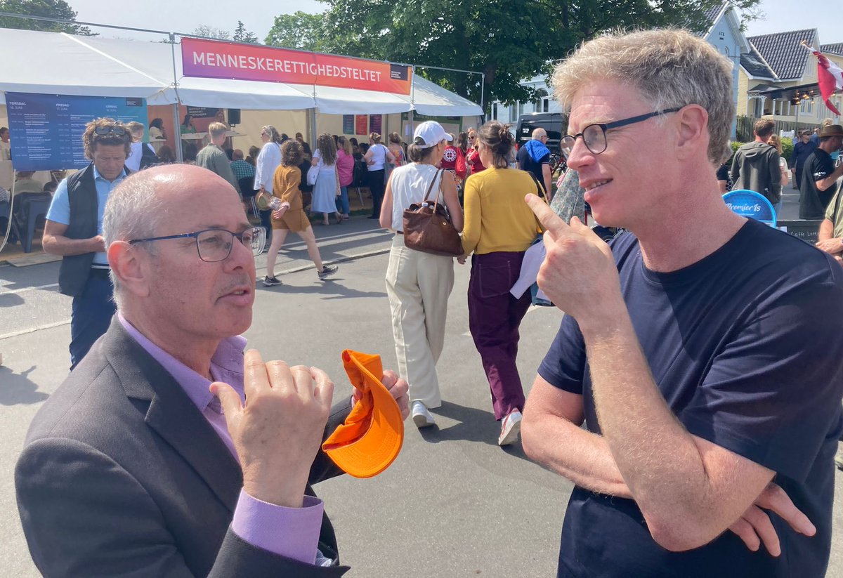 IsraelinDenmark's tweet photo. Fantastic networking day at #folkemoedet in beautiful #Bornholm for Ambassador @DavidiAkov. #Denmark has set high ambitions on the green agenda. Lots of possibilities to collaborate with Israel to achieve this 🇩🇰🤝🇮🇱 #letsgogreentogether @IsraelMFA @denmarkdotdk https://t.co/sDpHUShcUJ