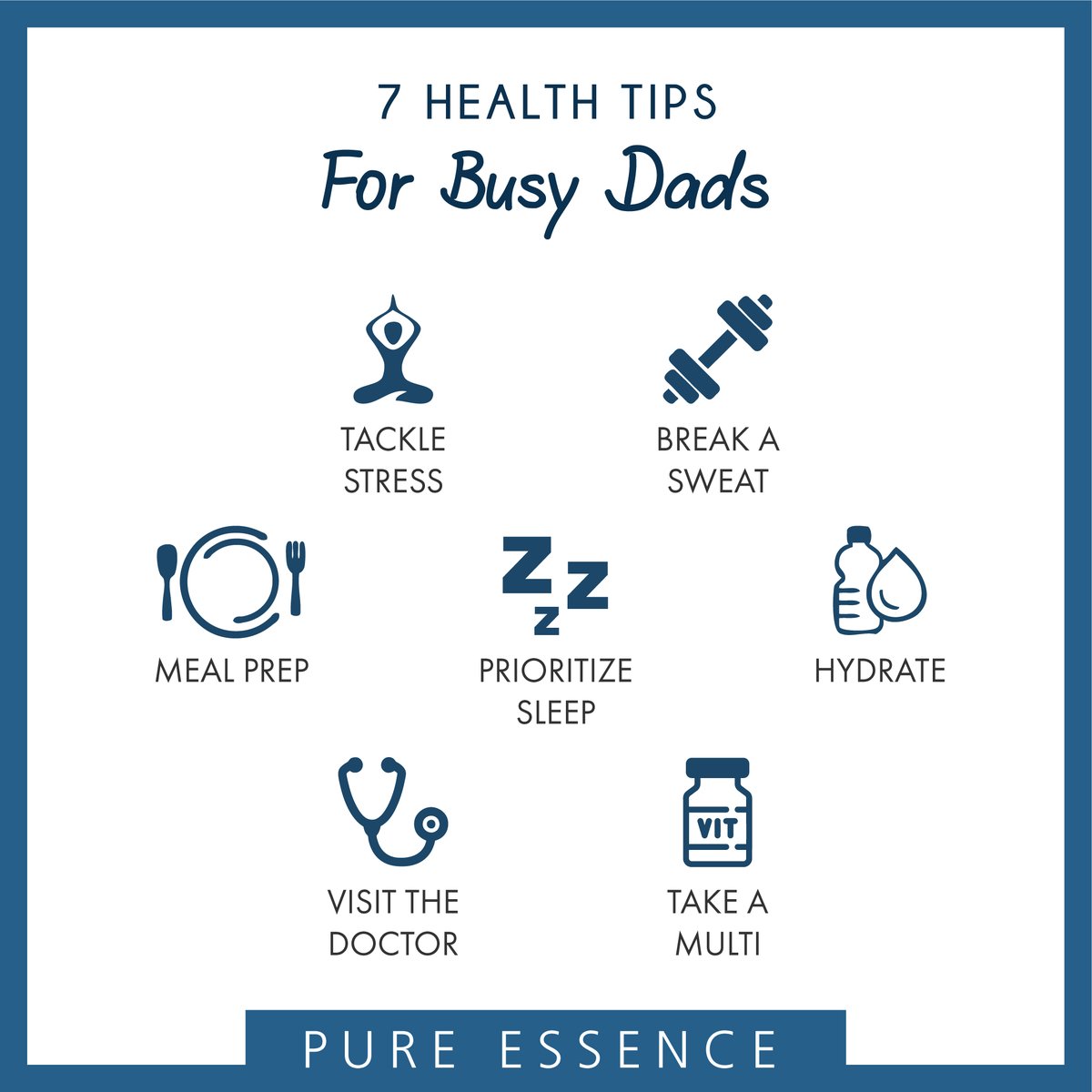 PureEssenceLabs's tweet photo. Calling all #Dads, this one's for you!
We know that being a Dad can mean you're indestructible, but the reality is that Dads need nutrition too! Check out these 7 tips to help keep you healthy so you can continue being Dad. #DadHealth https://t.co/e56vCxRCGb