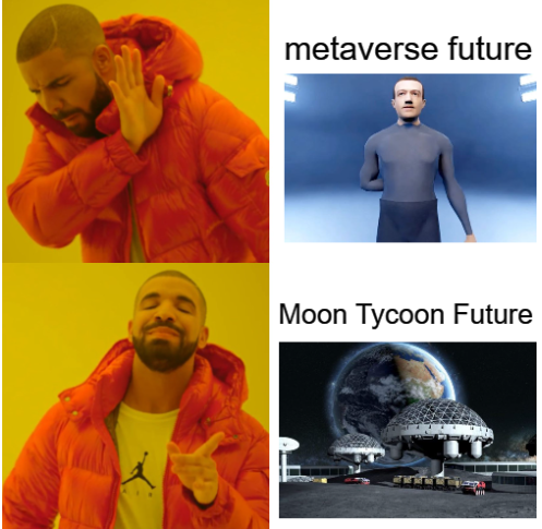 MoonTycoonClub's tweet photo. Frens don't let frens join the #Metaverse 

#NFTCommunity should be focused on real life utilities!

Join the @MoonTycoonClub and lets get to the Moon!!

#SolanaNFTs #nftart #NFTs #Solana #SOL #MagicEdenLaunchpad https://t.co/tPUDXoTY9z