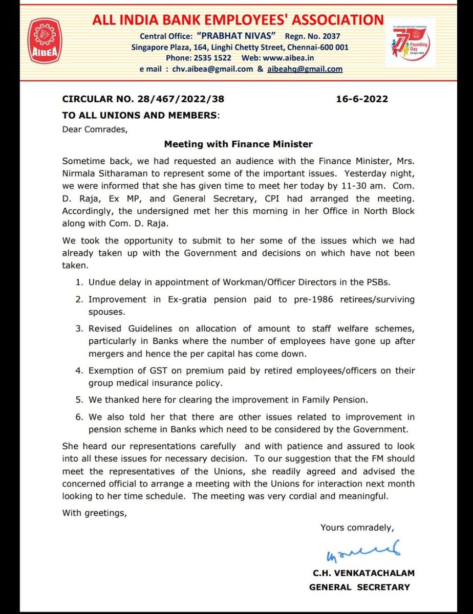 Avra0757's tweet photo. Hey @ChVenkatachalam कितने दोगले और लंपट नेता हो तुम स्ट्राइक 5 डेज बैंकिंग के लिए कर रहे हो और फाइनेंस मिनिस्टर से मिलते हो तो 5 डेज बैंकिंग का जिक्र ही नही तुम्हारे पत्र में।
हद्द कमीने नेता हैं बैंकर्स के तभी तो इतने बुरे हालात हैं बैंकर्स के।
@Bankers_We 
@idesibanda https://t.co/RLEh1zUlh5