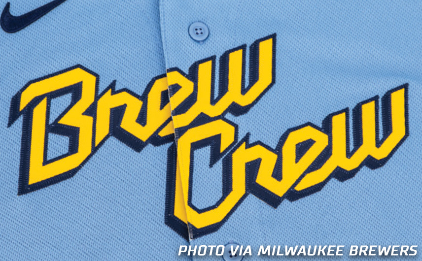 Chris Creamer  SportsLogos.Net on X: Some of the details of the new  Milwaukee #Brewers Brew Crew City Connect uniform including a baseball  grill on the right sleeve and a hybrid MKE