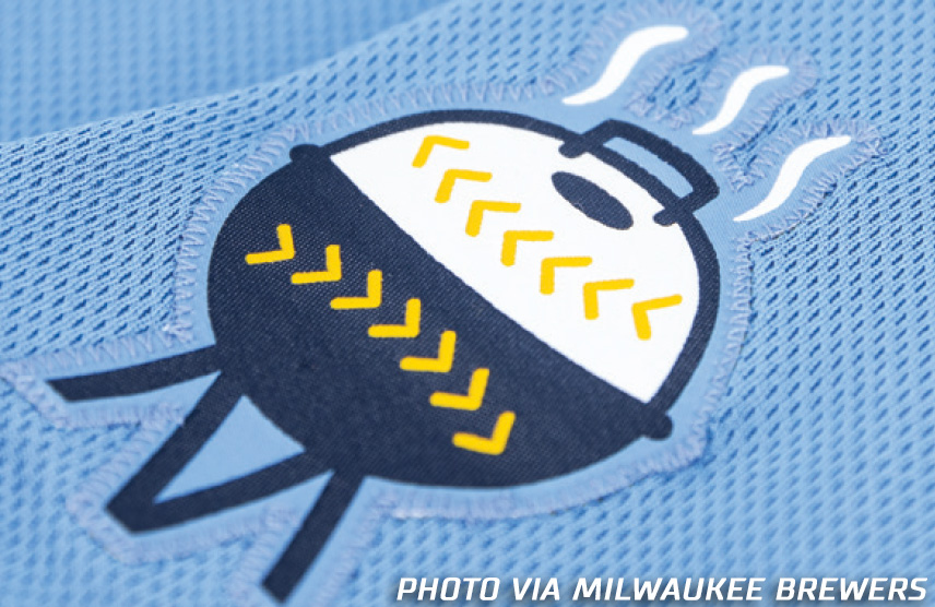 Chris Creamer  SportsLogos.Net on X: Some of the details of the new  Milwaukee #Brewers Brew Crew City Connect uniform including a baseball  grill on the right sleeve and a hybrid MKE