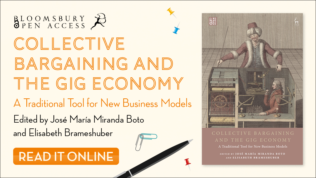 Collective Bargaining and the Gig Economy explores whether and how collective agreements can provide a means for guaranteeing (some) labour protection for gig-economy workers.

Read it #OpenAccess here: bloomsburycollections.com/book/collectiv…

<a href="/hartpublishing/">Hart Publishing</a> <a href="/jmmirandaboto/">José María Miranda Boto</a> <a href="/BrameshuberE/">Elisabeth Brameshuber</a>