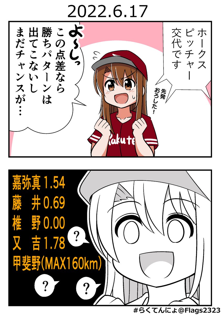 うしろが堅いんじゃ～(2022.6.17)
#らくてんにょ #明日はわしほー 