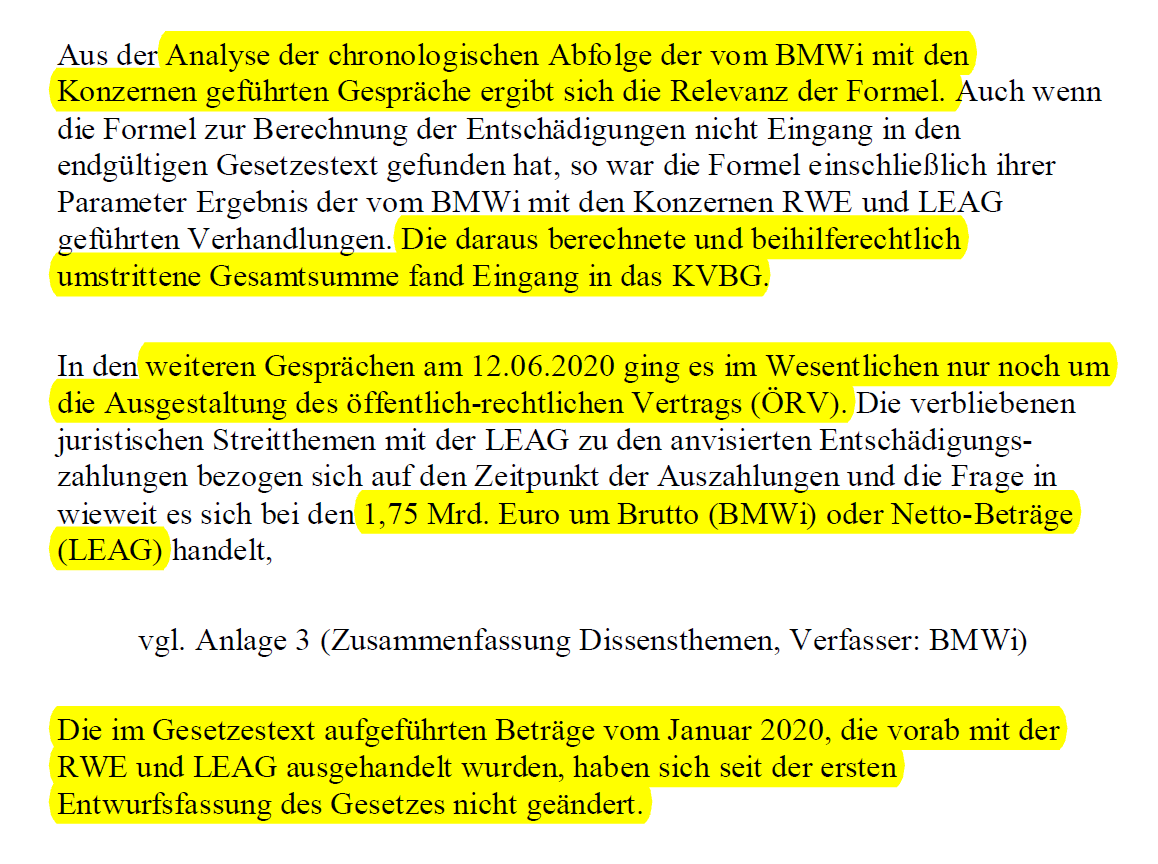 KarSmid's tweet photo. Aus Analyse der chronologischen Abfolge der vom #BMWi mit den Konzernen #RWE und #LEAG geführten Gespräche ergibt sich: #DieFormel berechnet die beihilferechtlich umstrittene Gesamtsumme von 4,35 Mrd. €. Die errechnete Summe fand Eingang ins #Kohleausstiegsgesetz (#KVBG). 3/5 https://t.co/Ck9GiAxUtm
