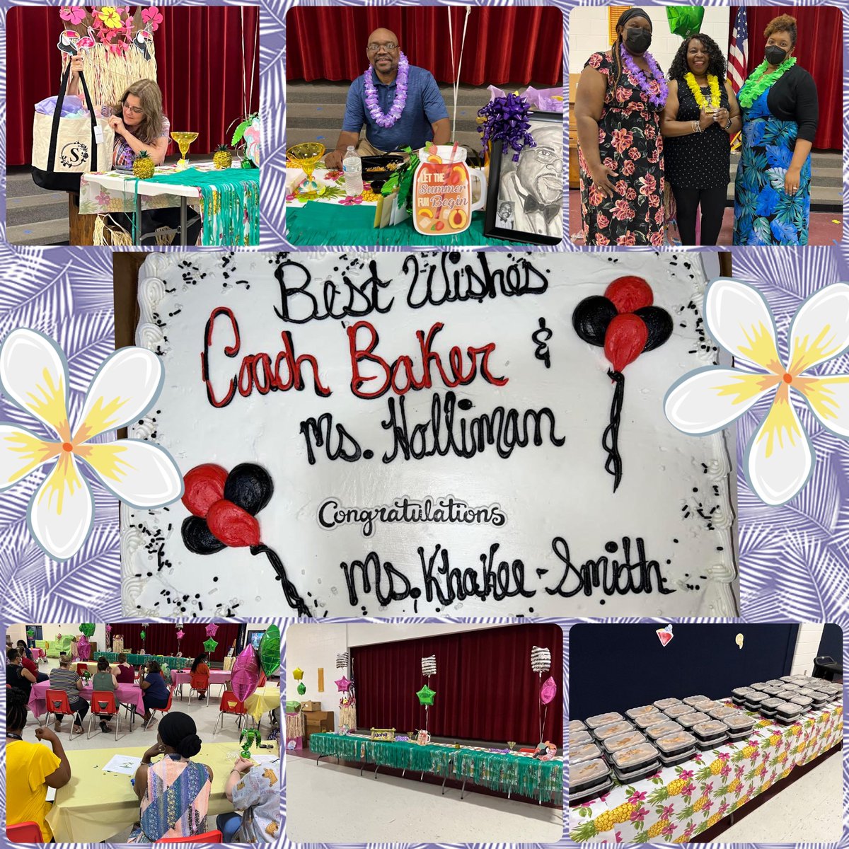 We celebrated our Teacher of the Year and Retirees with a Luau Luncheon. Congratulations to Mrs. Susan Khakee-Smith our Teacher of the Year, and Best Wishes on your Retirement to both Mrs. Elaine Holliman and Mr. Jenson Baker @KarlaJakubowski @APladyT @EdSherri @PortsVASchools
