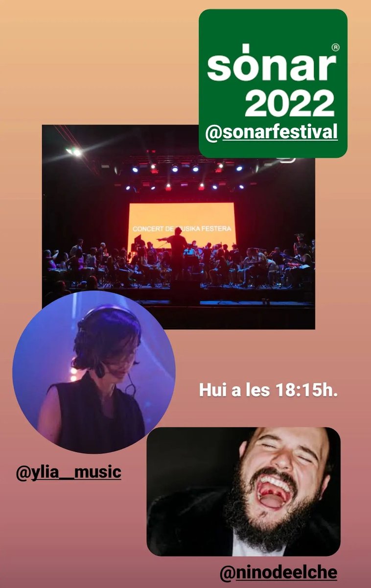 CONCERT DE MUSIKA FESTERA
Niño de Elche + Ylia + Banda la Valenciana 
Estrena hui a #SònarFestival

<a href="/YliaBeat/">Ylia</a> @ElcheNinode <a href="/SonarFestival/">Sónar</a>