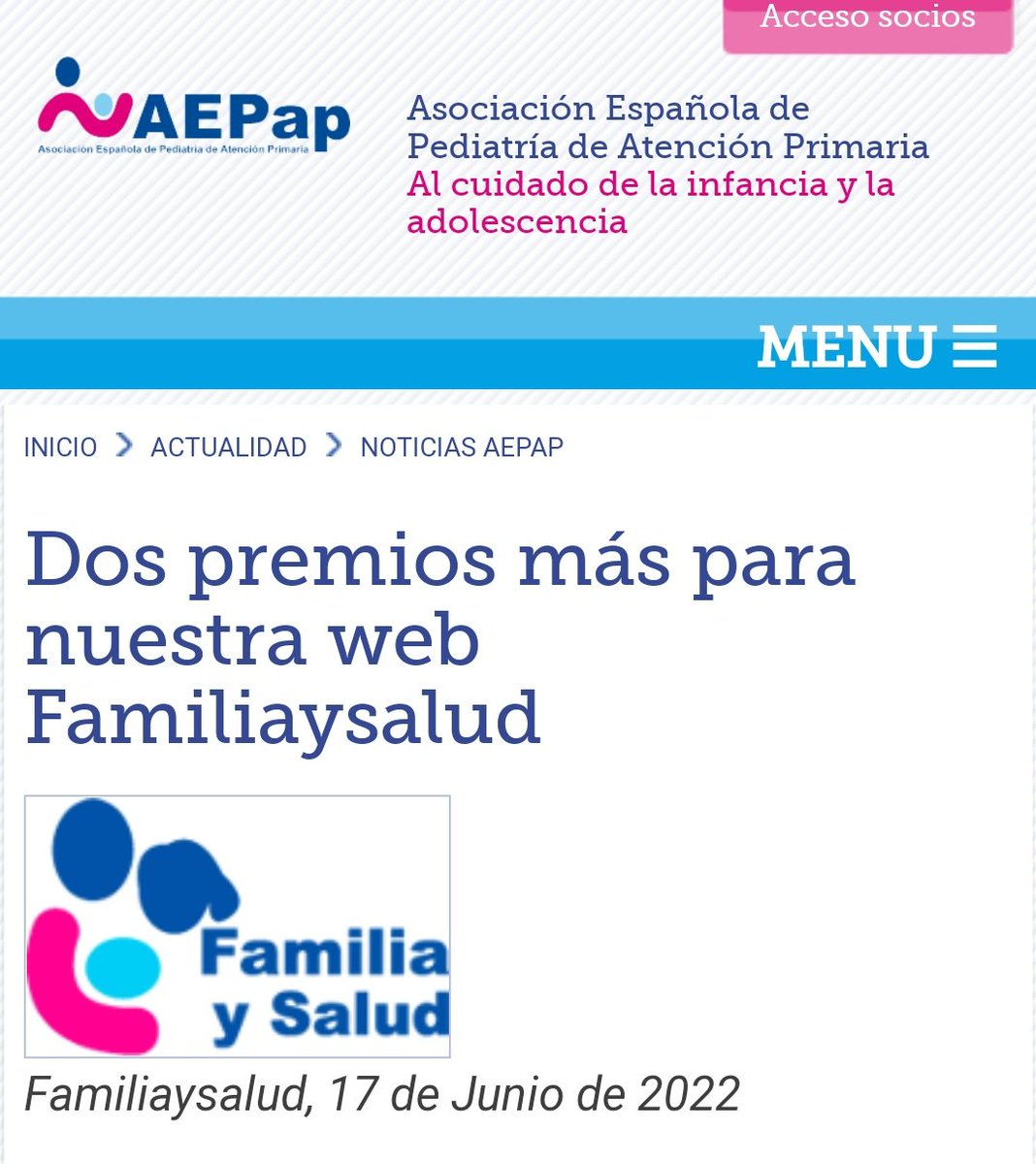 AEPap (@aepap) on Twitter photo La <a href="/aepap/">AEPap</a> felicita a los responsables, colaboradores y familias que hacen de <a href="/familiaysalud/">Familia y salud</a> y <a href="/Salud_Joven/">Salud Joven</a> un recurso tan útil. ¡Enhorabuena!
aepap.org/actualidad/not… La <a href="/aepap/">AEPap</a> felicita a los responsables, colaboradores y familias que hacen de <a href="/familiaysalud/">Familia y salud</a> y <a href="/Salud_Joven/">Salud Joven</a> un recurso tan útil. ¡Enhorabuena!
aepap.org/actualidad/not…