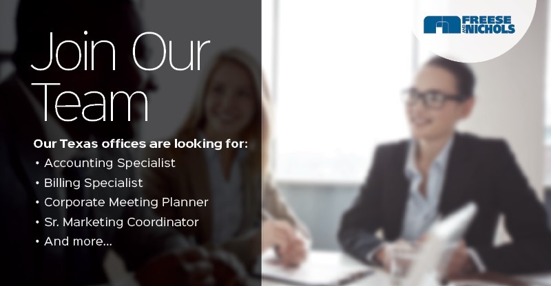 FreeseNichols's tweet photo. We're #hiring! Our accounting and marketing groups have #jobopenings and are looking to add professionals to their growing teams. Apply now to join a #GPTWcertified firm with an award-winning culture! #JoinFNI https://t.co/DglXGh0A3b https://t.co/hIKsO4uDUd
