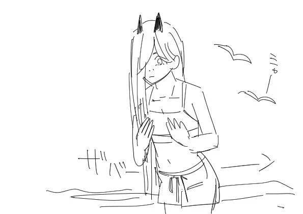 海でパッドが大自然に還ってしまったパワ子 