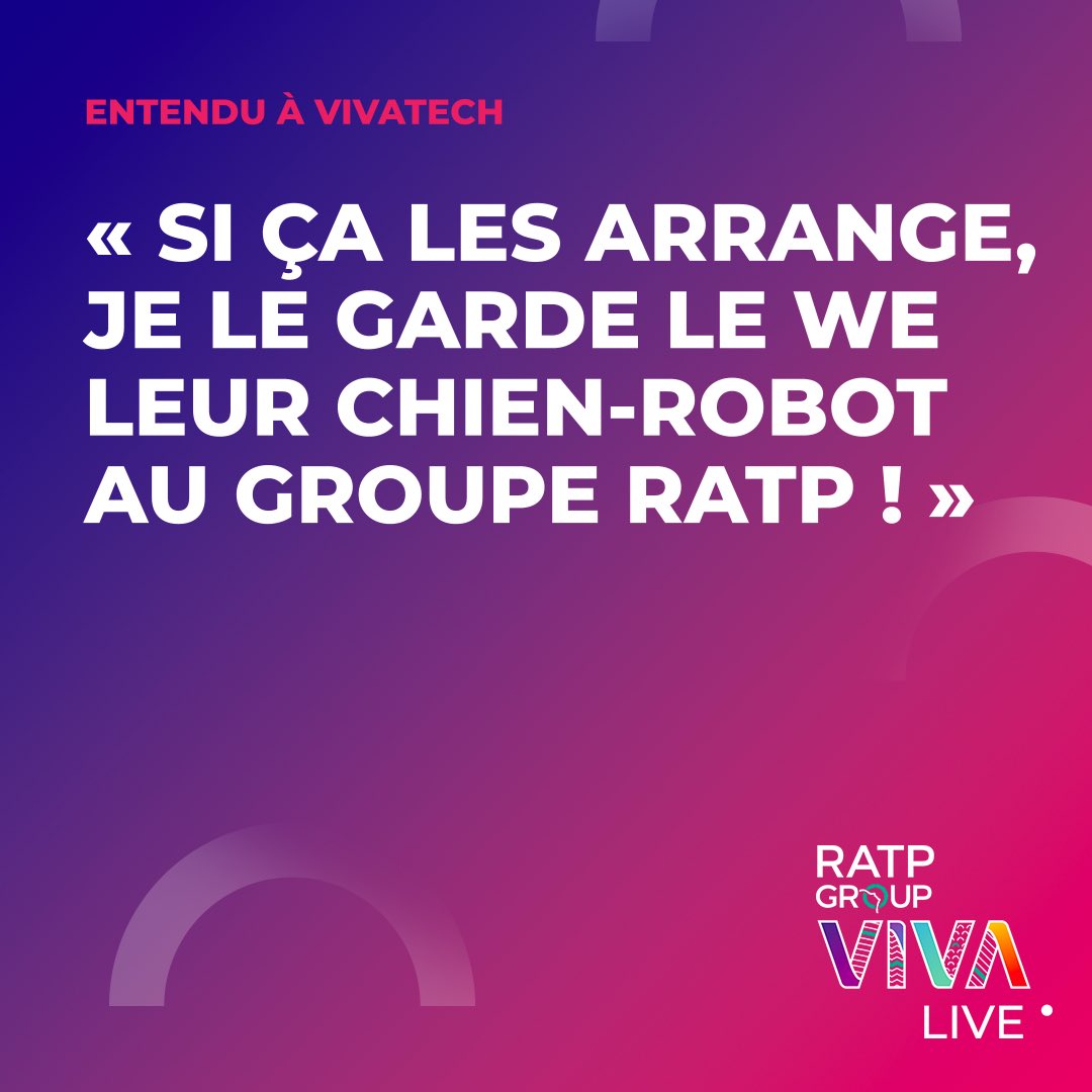 .<a href="/BostonDynamics/">Boston Dynamics</a>, on lui dit pour les puces ? #Entenduà #VivaTech 👂 #RATPGroup #RATPLovesStartUp #RATPGroupVivaLive 🎙