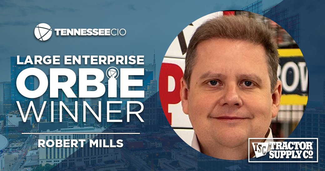 InspireCIO's tweet photo. Congrats Robert Mills of @TractorSupply, the 2022 #TennesseeCIO Large Enterprise #ORBIE winner! https://t.co/P8sSGoCZUM