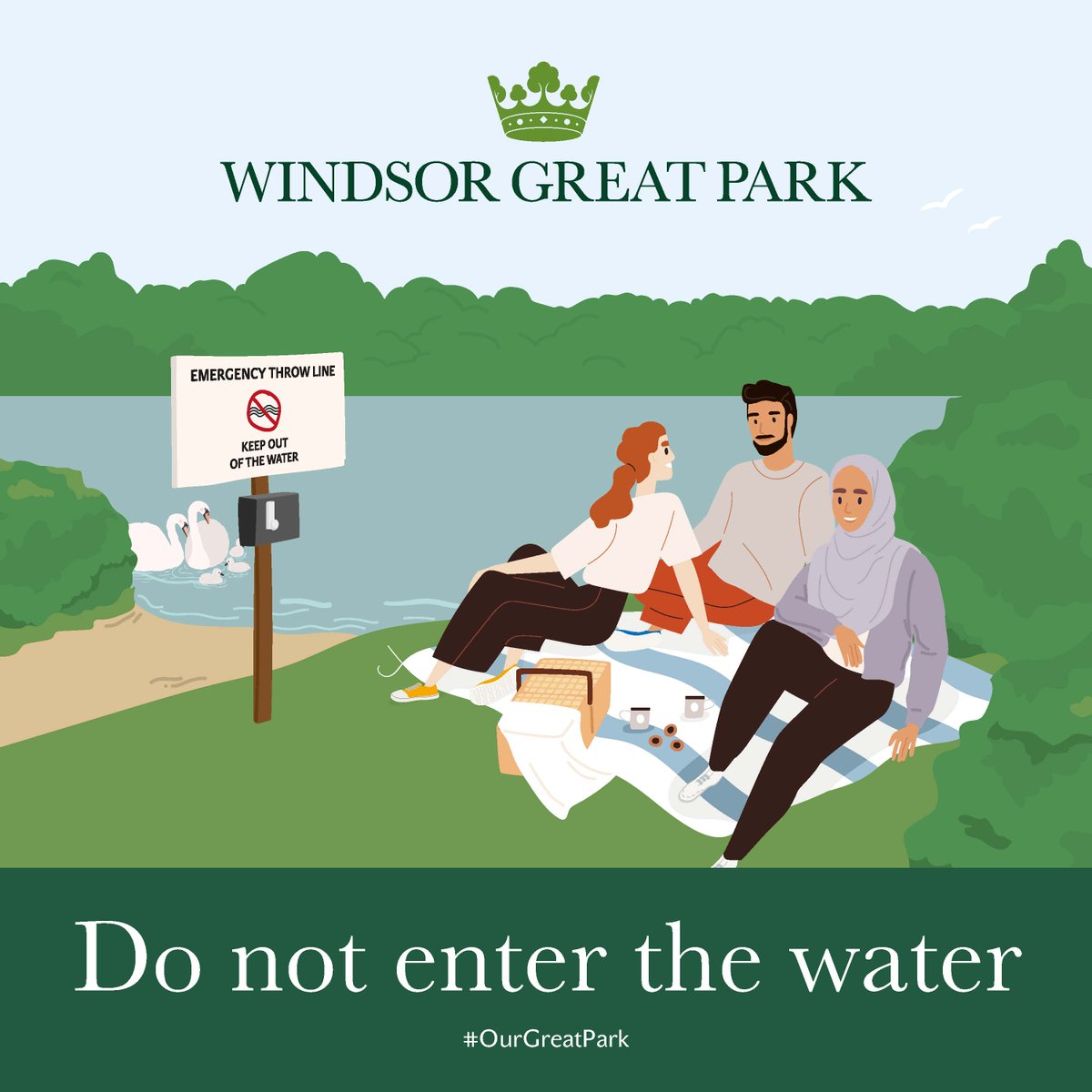WindsorGtPark's tweet photo. It's going to be warm this weekend, but don't be fooled into thinking the water will be warm.
Open water is colder than it looks and can lead to cold water shock.
For the safety of all, do not enter the water. #OurGreatPark #BeWaterAware @RBFRSofficial @visitwindsor @VisitSurrey https://t.co/lRrMZ7SRjn