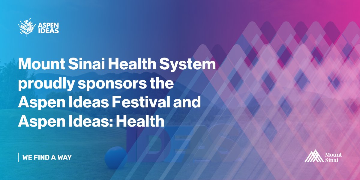 MountSinaiNYC's tweet photo. The need for bold approaches to better health has never been greater. That’s why we’re proud to support #AspenIdeasHealth, a forum known for elevating and accelerating big ideas in health, medicine, and science! Learn more at https://t.co/0dZg46eXgA. #AspenIdeas 
@AspenIdeas https://t.co/9dLBIeHGnY