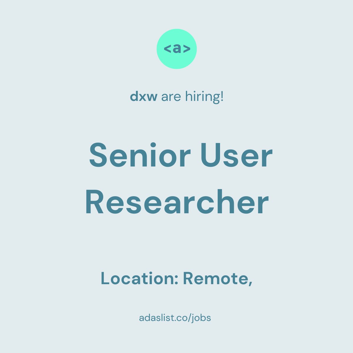 dxw are hiring a Senior User Researcher 📝

<a href="/dxw/">dxw</a> works with the public and third sectors to create services and products that improve lives. You'll be helping create products and services that meet the needs of different people.

Apply now bit.ly/3xW8Q96

#hiring #uxr