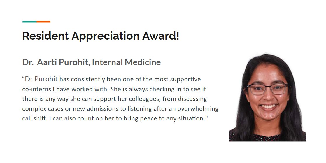 Congratulations Dr. Purohit!  We are so glad we can count on you to support your colleagues and to bring peace to any situation! You are an incredible physician and we are so lucky to work with you. <a href="/OslerResidency/">The Osler Medical Residency</a>