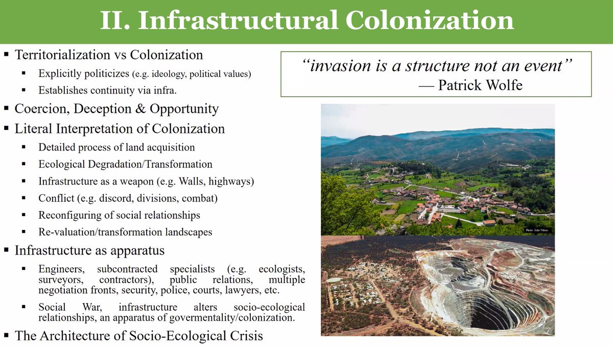 ExaltResearch's tweet image. Panel 4 continues with @RiquitoMariana @DrX_ADunlap discussing infrastructural colonization &amp;amp; presenting a case of social warfare related to opening a new mining site in Portugal!

#GreenExtractivism