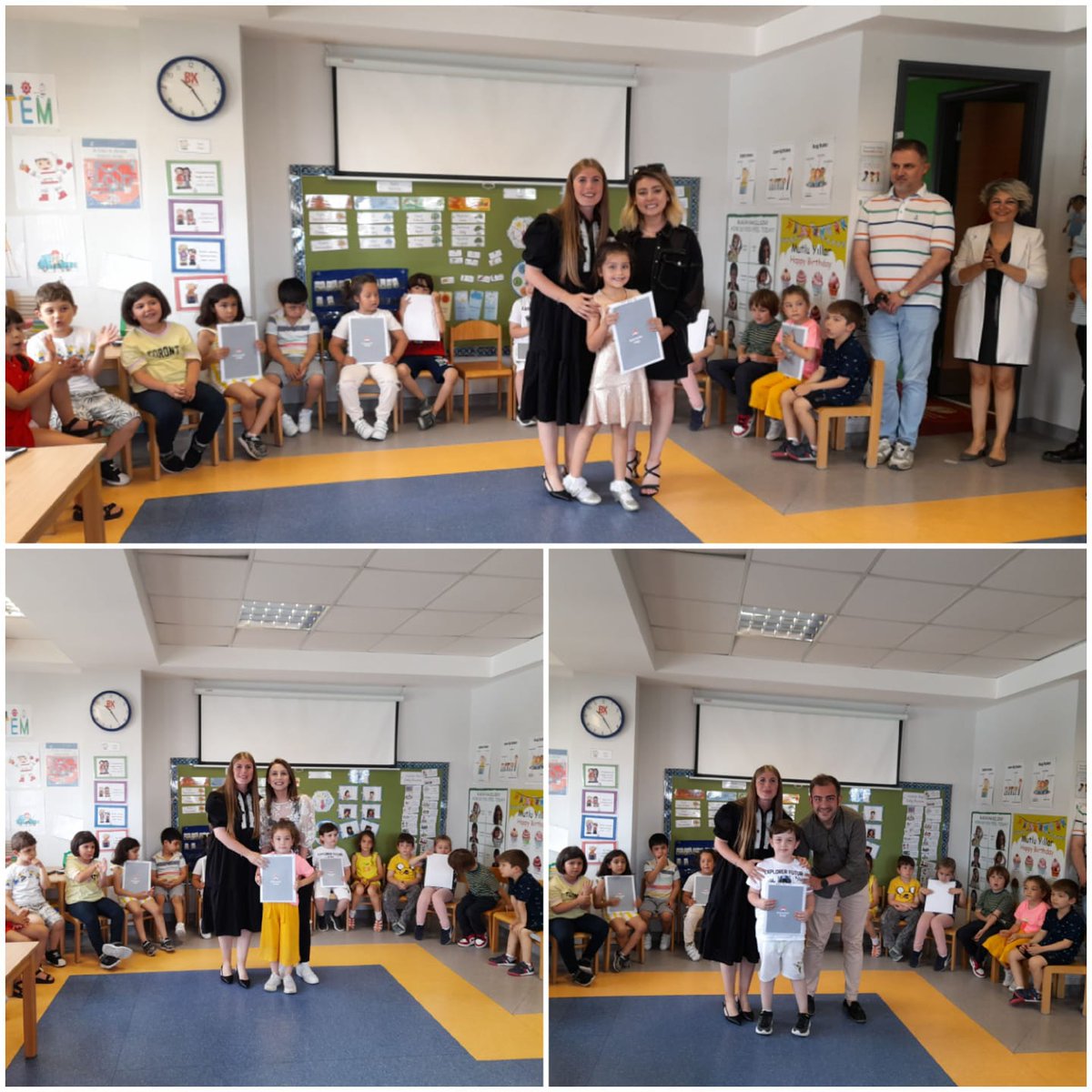 Anaokulu çocuklarımızla ilk karne heyecanını yaşadık🎉🎊İyi tatiller diliyoruz❤️💛💚💙