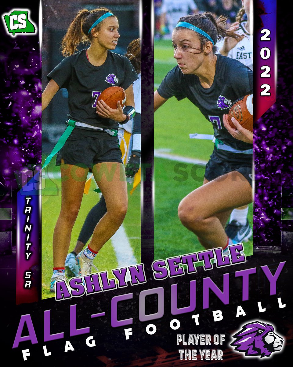 tcsflagfootball's tweet photo. The All-County Team is in 😏 Congratulations to 
🏆PLAYER OF THE YEAR: Ashlyn Settle
🏆CO-OFFENSIVE PLAYER OF THE YEAR: Kendall Wells
🏆CO-OFFENSIVE PLAYER OF THE YEAR: SeAnna Johnson https://t.co/9vZvF4cY0v