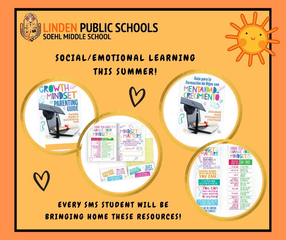 MsRothauser's tweet photo. Summer SEL resources! Look for our Soehl Middle School signature orange totes! 🐾 🙂 Coming home soon!! 🧡🖤 #SELebrate  #LindenFamily #TitleI @SoehlLPS @principalglong @Grants_Linden @LindenSchoolsNJ @lcvandam https://t.co/aTvr2jaPv6