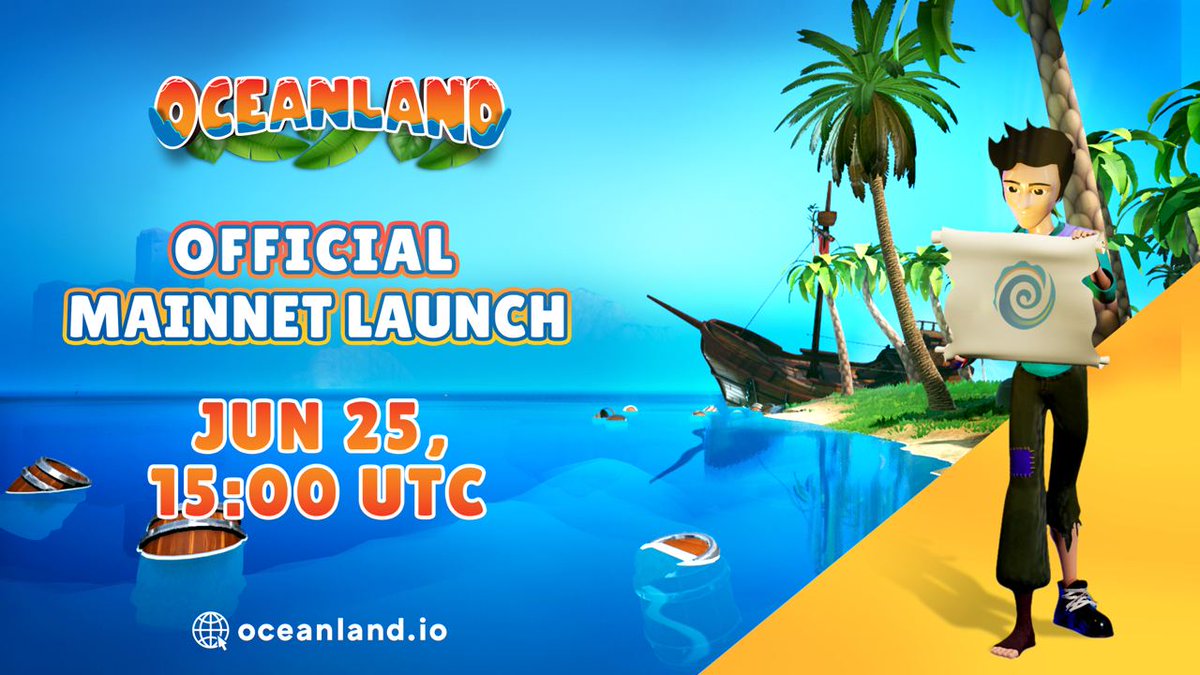 ⭐️⭐️ Official Mainnet Launch ⭐️⭐️

The long-awaited moment is finally here! 💥 

We're launching the Oceanland Mainnet on Jun 25, 15:00 UTC. Stay Tuned! 😎