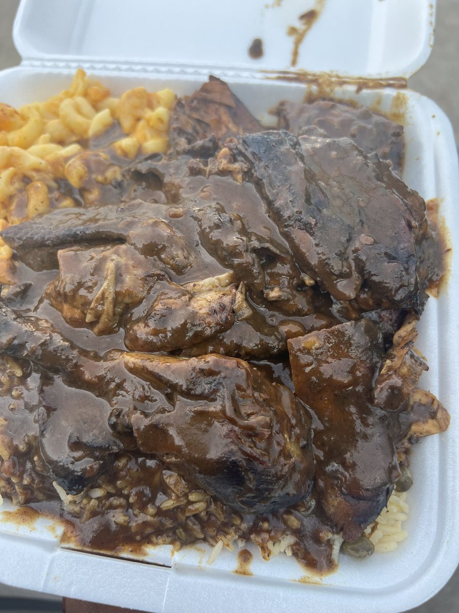 Love Bird Restaurant
📍9750 Hwy 6 S, Sugarland, Tx 
IG: LoveBird_Restaurant 

Jerk Chicken Plate (Large) w/ Rice &amp; Peas &amp; Mac