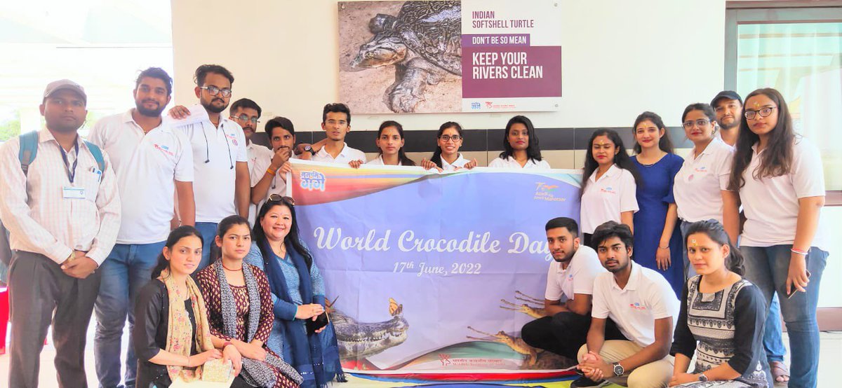 wii_india's tweet photo. WII-NMCG team celebrated  #WorldCrocodileDay with the volunteers of NSS of Ganga River states at Ganga Avlokan, ChandiGhat, Haridwar to spread awareness towards their protection from continuous threats and exploitation of their habitat @moefcc https://t.co/7sNPWJXNia
