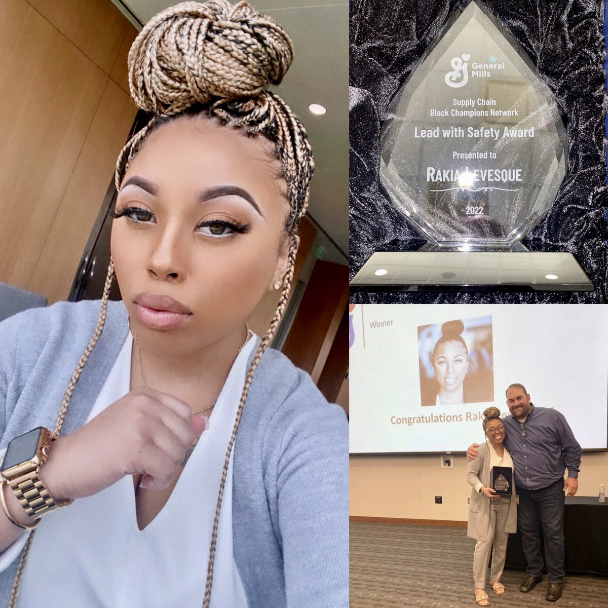 G8_Riden_Girl's tweet photo. Humbled to be the F22 recipient of the General Mills’ “Lead with Safety Award,” presented by the VP of Supply Chain! 

Leading the company’s largest investment, $97 Million, with 0 injuries is Top Tier! I’m proud of myself for persevering through the toughest year of my life!😭🙌🏽 https://t.co/kbKkILnDnI
