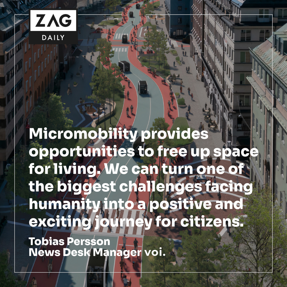ZagDaily's tweet image. #ZagExclusive: Cities have a unique opportunity to transform mobility &amp;amp; public spaces.

Tobias Persson @Voitechnology talks to Zag about climate change &amp;amp; how we can free up space from cars while still having access to mobility.

Read more: bit.ly/3zKqfmD

#ZagOnDeck