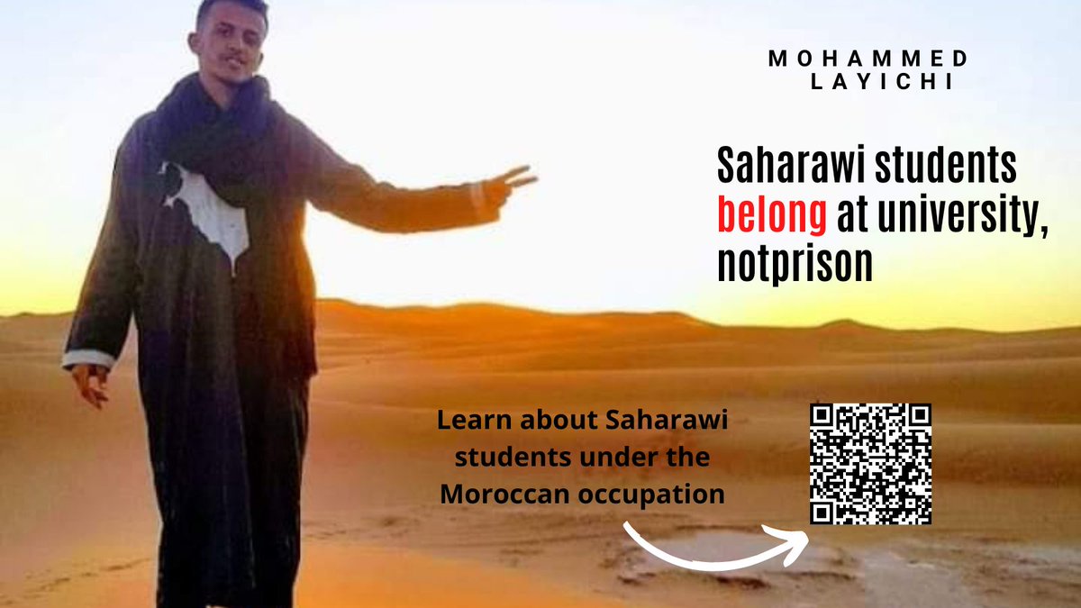 wsaforum's tweet photo. This Saharawi student has been sentenced to a year in prison for being an activist. He's just done 28 days on hunger strike. Join @UesarioE in their campaign to get Mohamed and other students like him from #WesternSahara released.
https://t.co/dDldF2XJmE https://t.co/BaAsq7B5ej