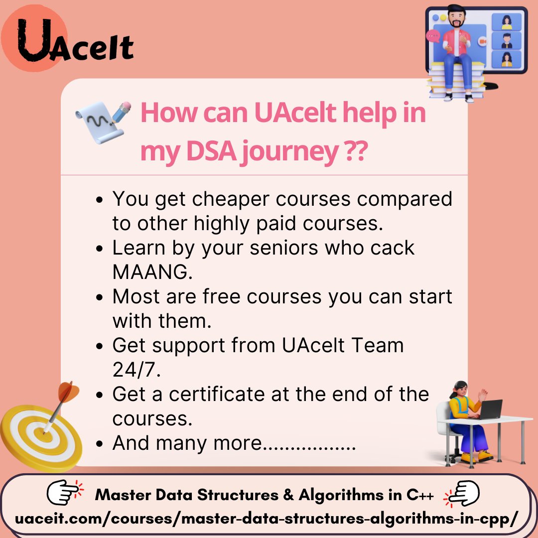 itsuaceit's tweet photo. Hey folks!! 🤩
Finding the right resources for learning DSA is not always easy🤔 but it's an essential part of honing your Problem-Solving skills 👩🏻‍💻.

UAcelt makes sure you get the best resource🚀

#uaceit #dsa #learning #interview https://t.co/RKKSFM1ktS