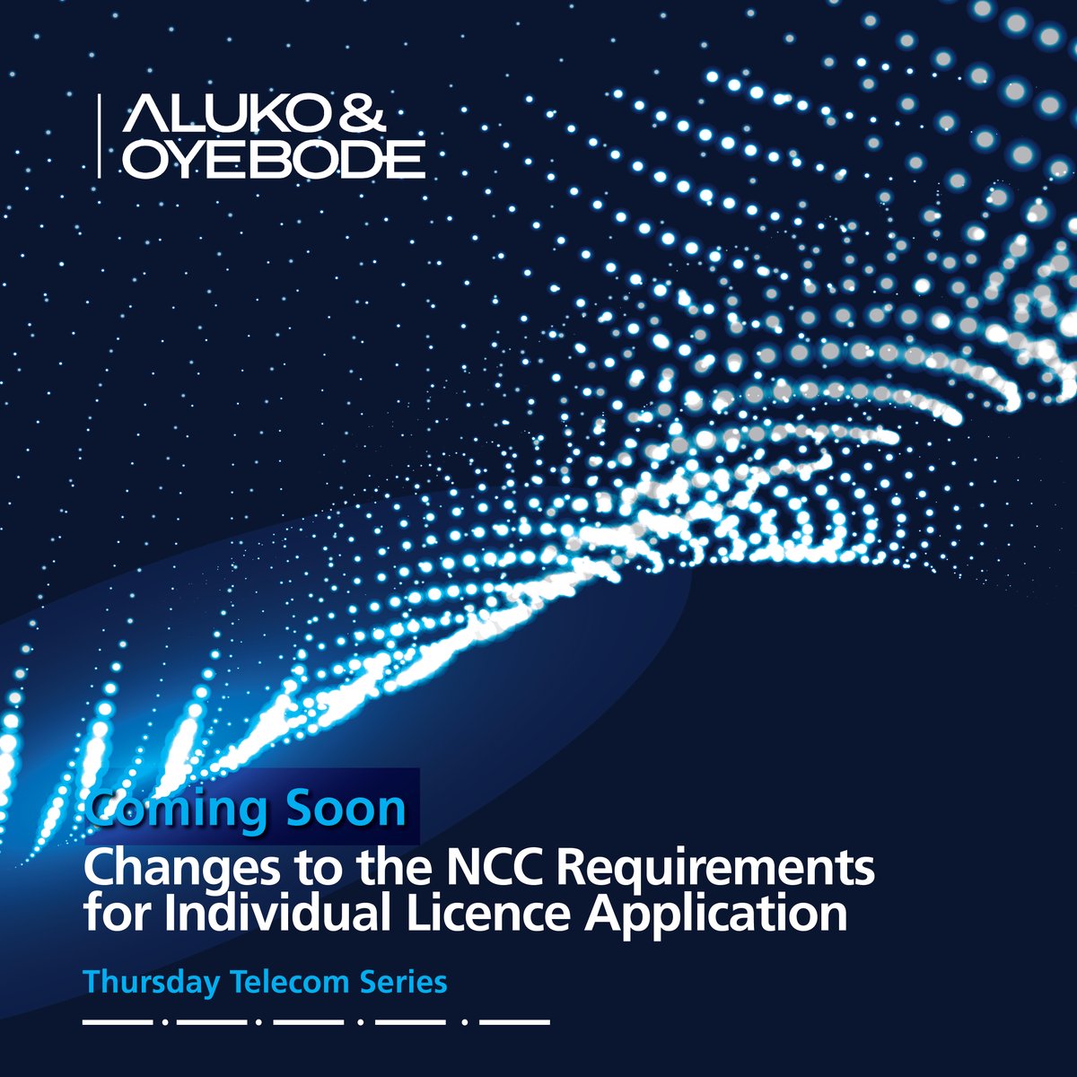 Aluko_Oyebode's tweet photo. ☎️ Keep up-to-date with the latest changes to the NCC Requirements for Individual Licence Application in this upcoming Thursday series from Aluko & Oyebode.
#AlukoandOyebode #TTSeries #ThursdayTelecomSeries #ALNxAO https://t.co/ZO5OkAdVYo