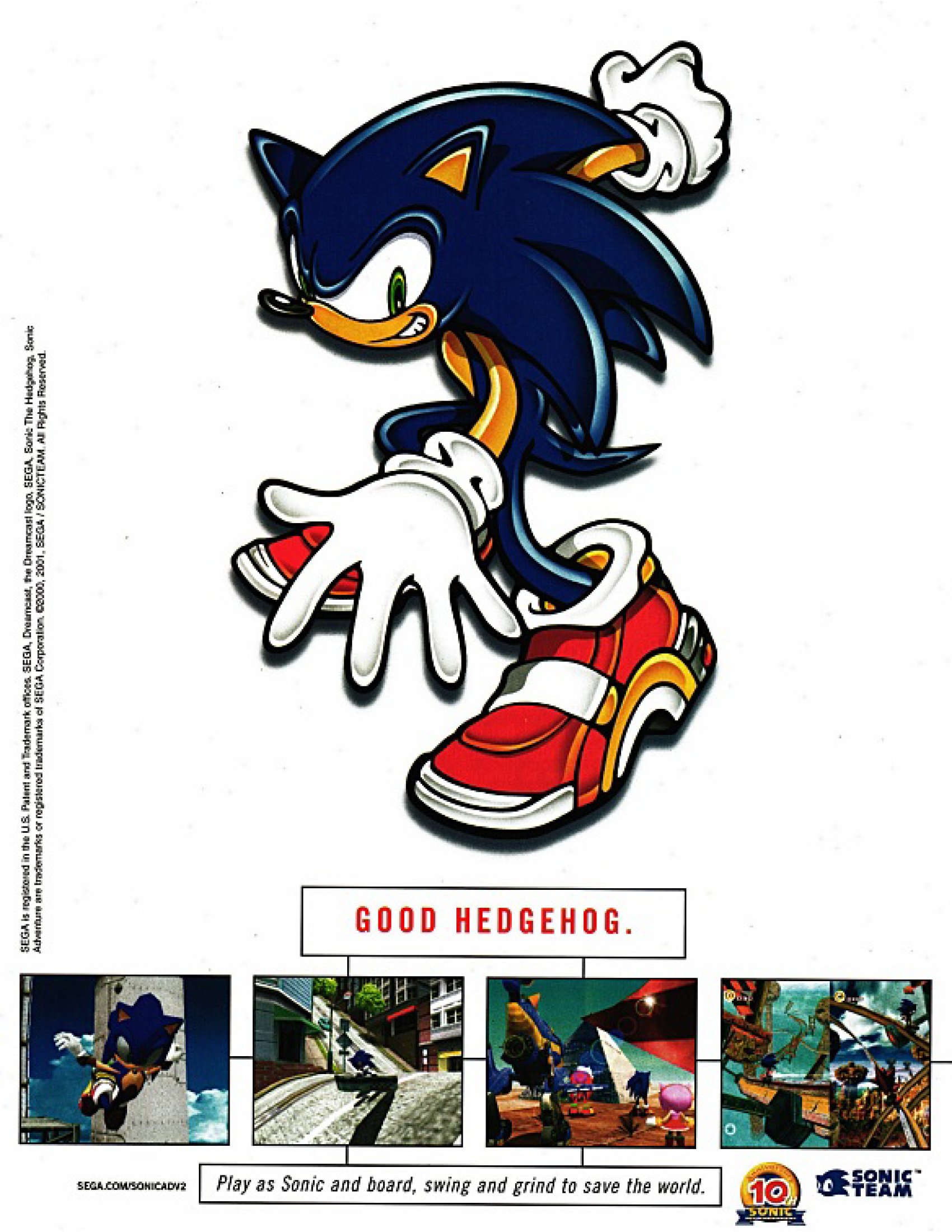 Sonic Adventure 2 SHADOW Dreamcast Arcade Video Game Poster B2 