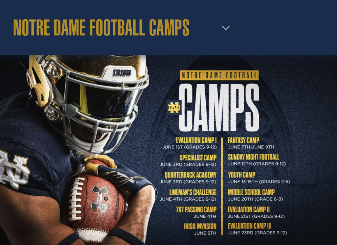 NathanielHull26's tweet photo. Flying up to South Bend next week. Can’t wait to compete and learn from the best! ⁦@coachdrebrown⁩ ⁦@Marcus_Freeman1⁩ ⁦@NDFootball⁩ @CoachCBuckridge⁩ ☘️🏈🔥#GoIrish https://t.co/dMWBWzo2Mo