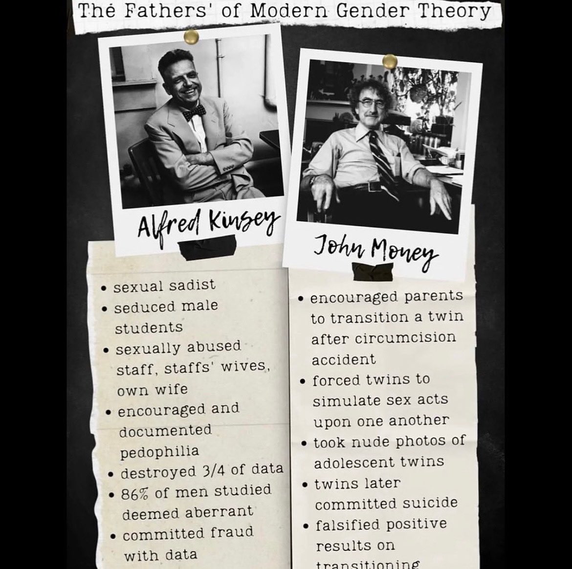 The fathers of modern gender theory. Know the sinister history behind the sinister agenda. 

#GaysAgainstGroomers