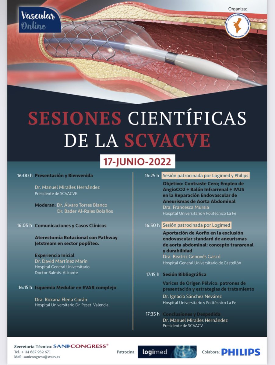 Magnífica exposición por nuestra residente <a href="/CVA_DrPeset/">CVADrPeset</a> , Dra. Goran <a href="/GoranElena/">Roxana Elena Goran</a> del <a href="/GVADrPeset/">DS Doctor Peset</a> 
“Isquemia Medular en EVAR complejo” en las sesiones científicas de la <a href="/svacv_vascular/">SVACV_vascular</a>