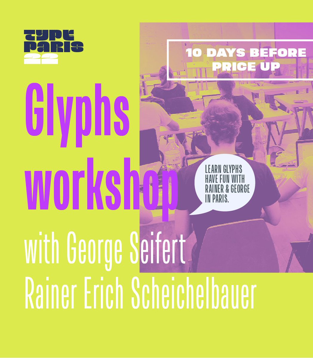 typeparis's tweet photo. 10 days left before the price up register now/Inscrivez-vous to TypeParis Workshop Nº 15 AbracadaGlyphs on 2 July 2022 with @mekkablue @schriftgestalt
You will learn to set up and create a variable font in @glyphsapp 
📌https://t.co/djOvoOeXy1 #typeparis22 #tpworkshop https://t.co/fcAjRoMhG9