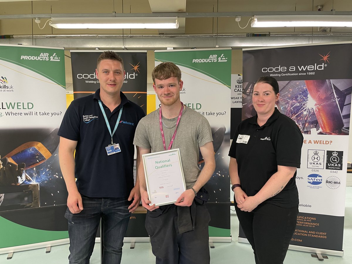 BSDCofficial's tweet photo. Congratulations to all of the competitors who battled against the hot weather in today’s national qualifier for SkillWeld 2022 at BSDC. Credit to Charlie Martin from Rolls-Royce for securing the top spot and to BSDC learner, Lewis Derwin for coming second! #WorldSkills #SkillWeld https://t.co/TmLM81TSeG