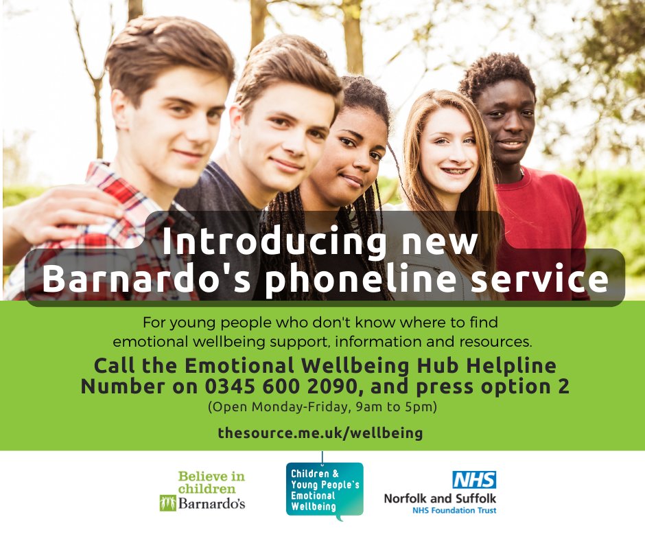 New additional support for young people in East and West Suffolk. (Parents and carers can also contact the service).