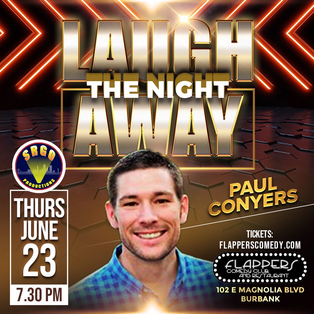 SRGOProductions's tweet photo. Laugh the Night Away featuring @p_conyers  at @flapperscomedy 
Thursday, 6/23, 7:30pm
🎟LINK IN BIO🎟
Paul’s debut comedy special, "Above The Fray," is available on Amazon Prime Video. He won 1st place at the 2020 World Series of Comedy Main Event in Las Vegas.#standupcomedy https://t.co/hoGJHNTlkd