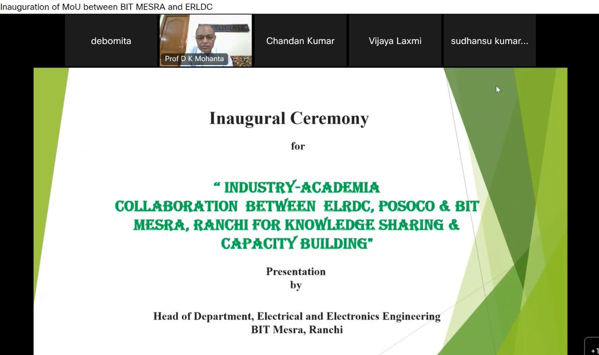 GridIndia1's tweet photo. MoU between BIT Mesra, Ranchi and ERLDC, POSOCO was inaugurated  on 16th June, 2022. Both ERLDC and BIT Mesra discussed various collaboration opportunities. This MoU will further boost the Utility-Academia interaction. This MoU is valid for three years.
@MinOfPower https://t.co/VsHf6pnFNx