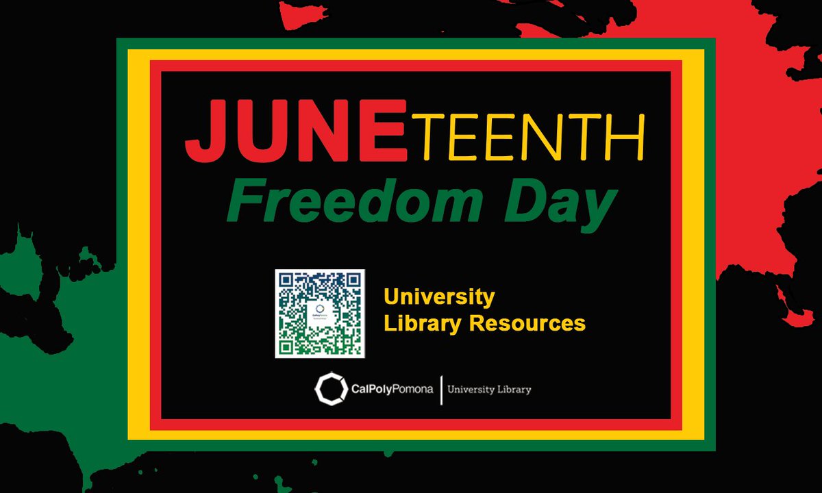 cpplibrary's tweet image. Celebrate Juneteenth, also known as Freedom Day, to commemorate the ending of slavery in the United States. Learn more about the celebration through our library resources: libguides.library.cpp.edu/ews/juneteenth
#CPP #CPPLibrary #Juneteenth #History #CalPolyPomona