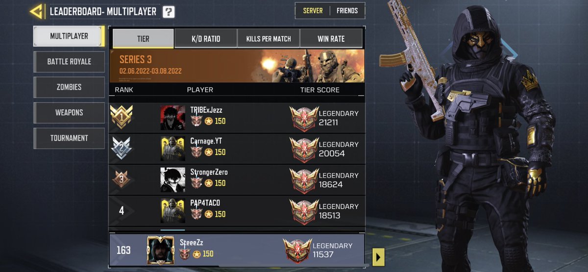 SteeeZz_'s tweet image. Getting closer to top 100!! Every match is sweaty af #CoDMobile #codm #leaderboard