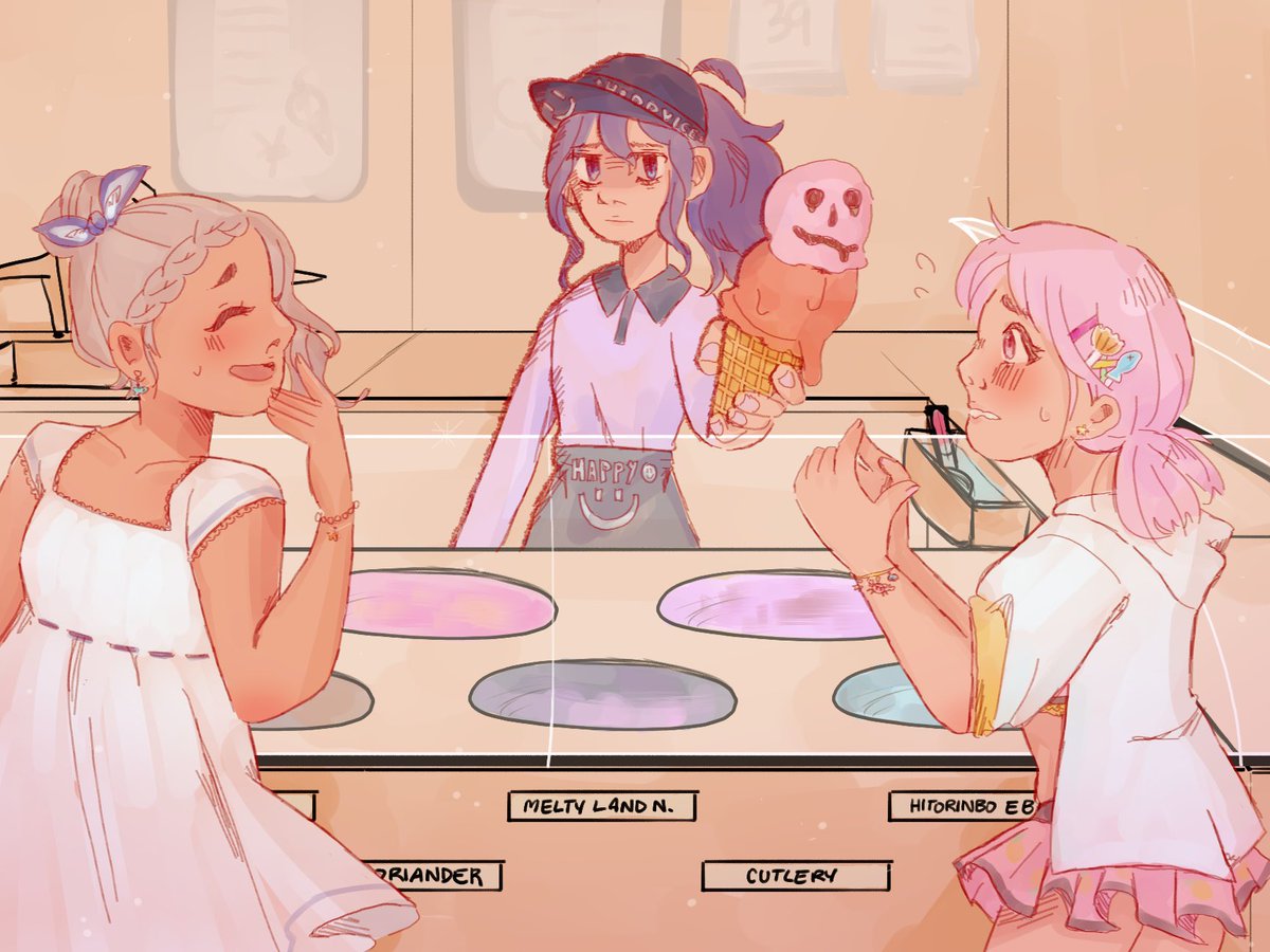 MANGOClTRUS's tweet photo. HAPPY SUMMER SHOWDOWN, SGB!!!! $PeeCord at 25ji decided to go with the theme “Beachside Summer Job” with Mafuyu working at HappyIce Icecream and helping HonaEmu to some yummy smiles 😊

@MANGOClTRUS did the sketch, @bonbon_gbp did the lineart, and @oreosampai did the coloring!!! https://t.co/MJ7sbEIgj8