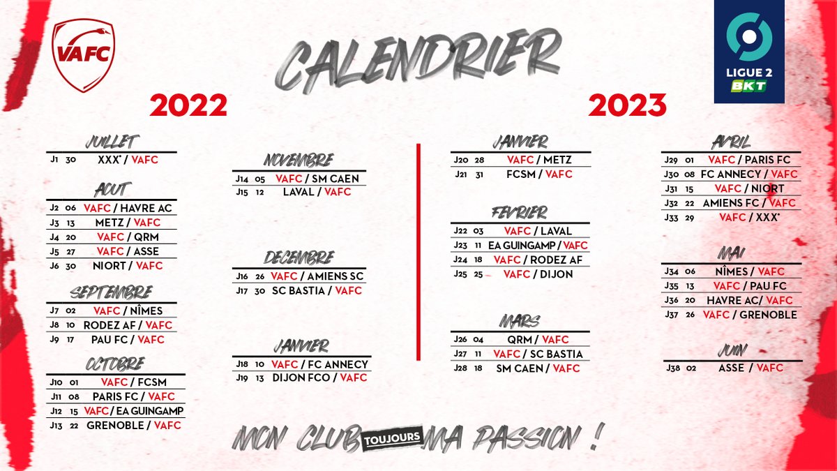 Valenciennes FC 🦢 on Twitter "🔴⚪ Découvrez le calendrier officiel des