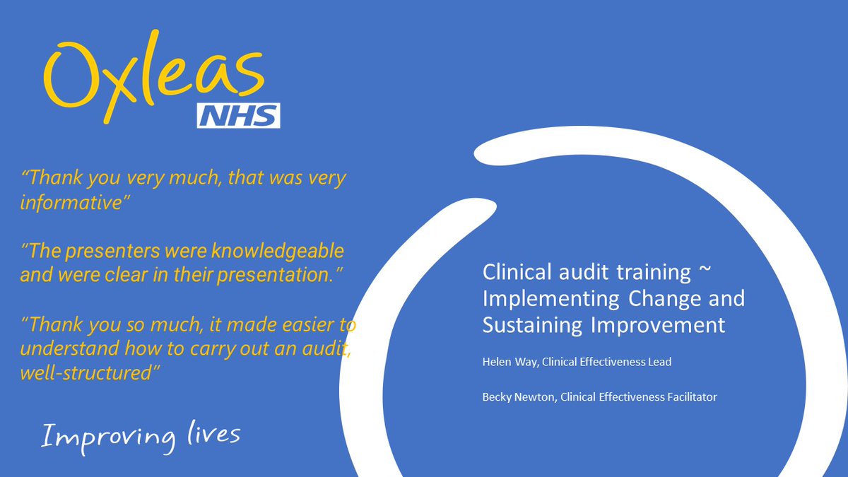 Well <a href="/CEOxleas/">Helen Way</a> and I ended Clinical Audit Awareness week on a high receiving some lovely feedback following our Clinical Audit Training today. Thanks to those from <a href="/OxleasNHS/">Oxleas NHS</a> for attending #CAAW22 #clincalaudit